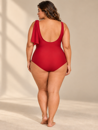 Handmade Red Floral One-Piece Swimsuit