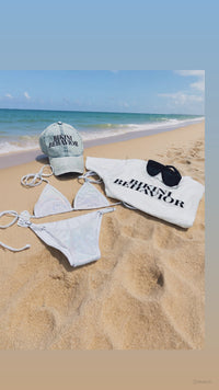 Bikini Behavior 3-Piece Summer Set Bundle | Iridescent Bikini, Graphic Tee & Cap