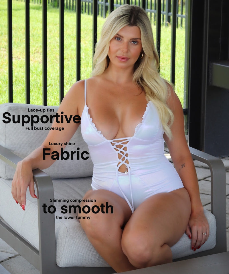 Angelic Swim – White One-Piece Shaping Swimsuit | Zee Swim Luxury Womens Swimwear