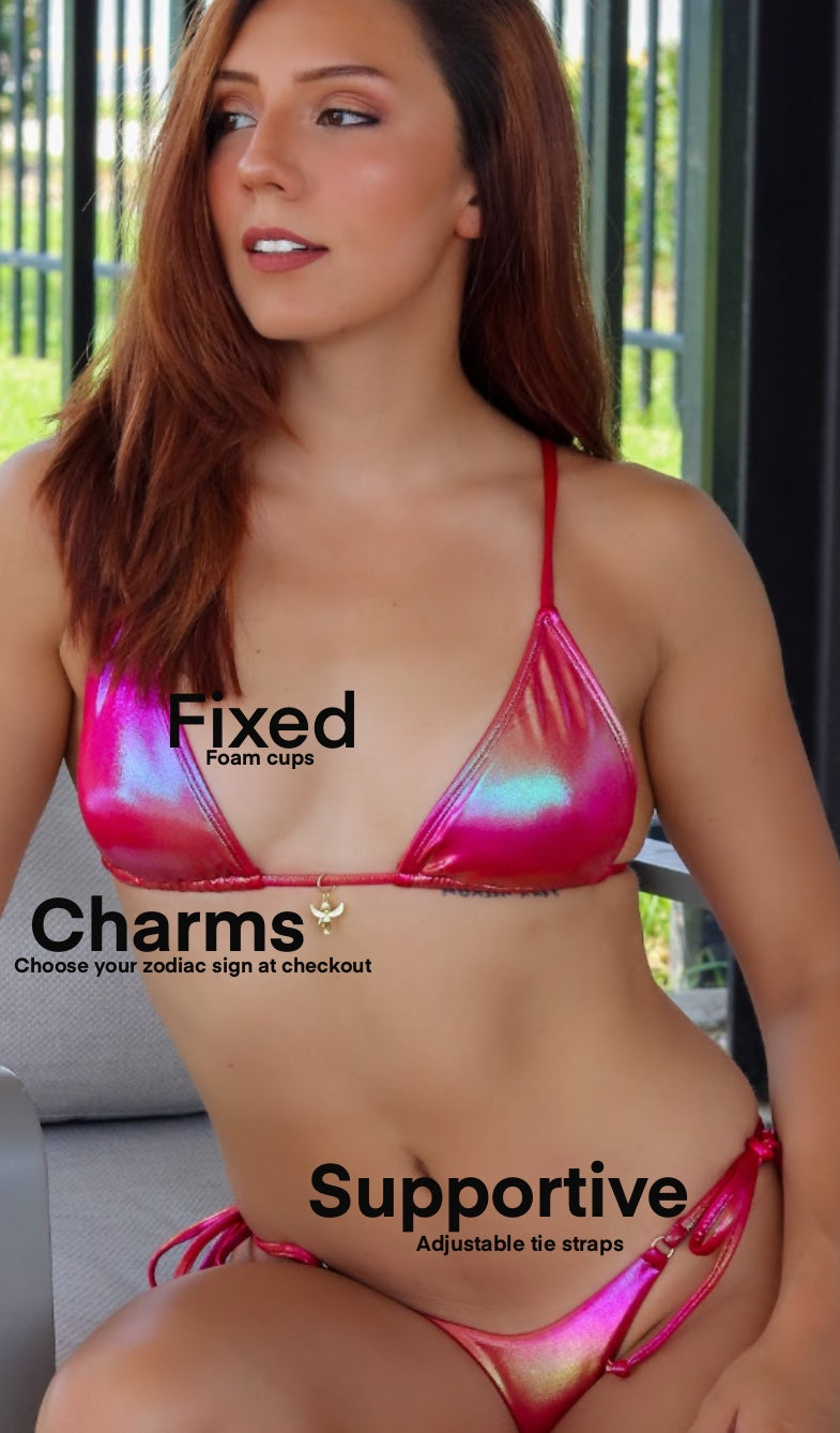 All That Glitters – Plum Shiny 2-Piece Bikini Set - Women's Bathing Suits and Swimwear