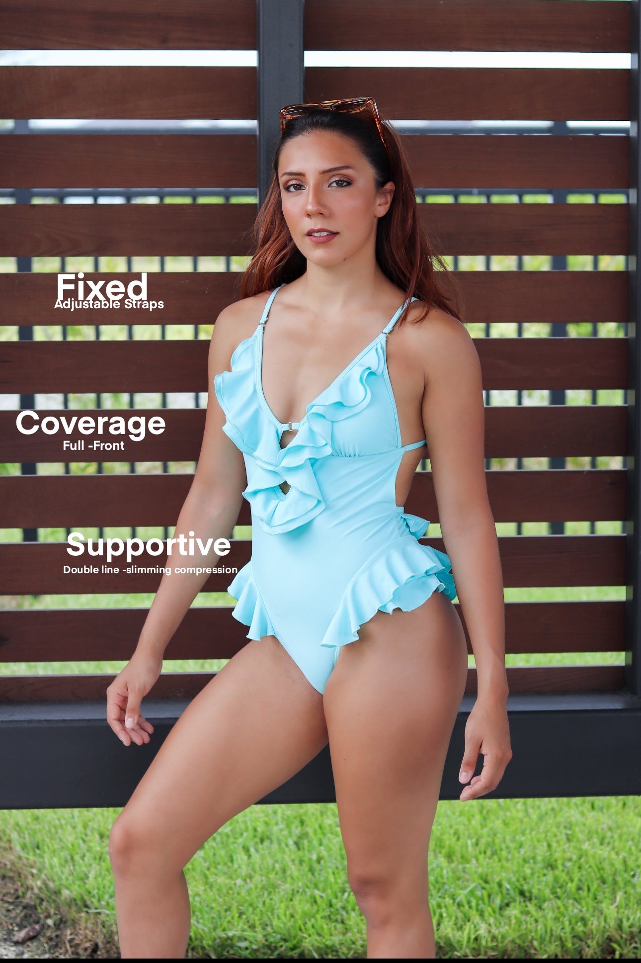 Flirty Frills Aqua Blue Ruffle One-Piece Swimsuit – Zee Swim