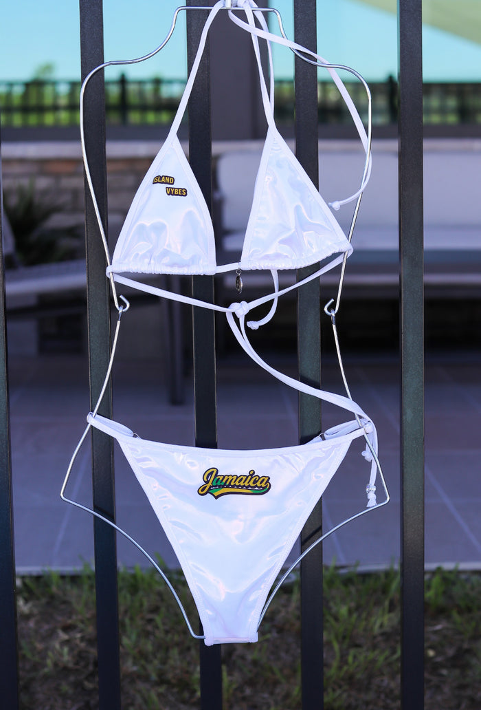 Personalized Text Edition – White 2-Piece Bikini | Zee Swim Luxury Women's Bathing Suits and Swimwear