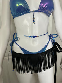 Bombshell Fringe Wrap | Black Fringe Beach Cover-Up | Zee Swim