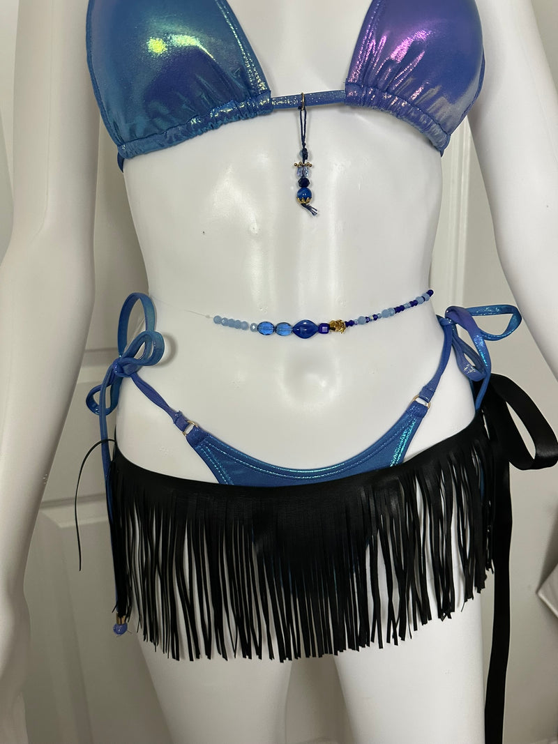 Bombshell Fringe Wrap | Black Fringe Beach Cover-Up | Zee Swim