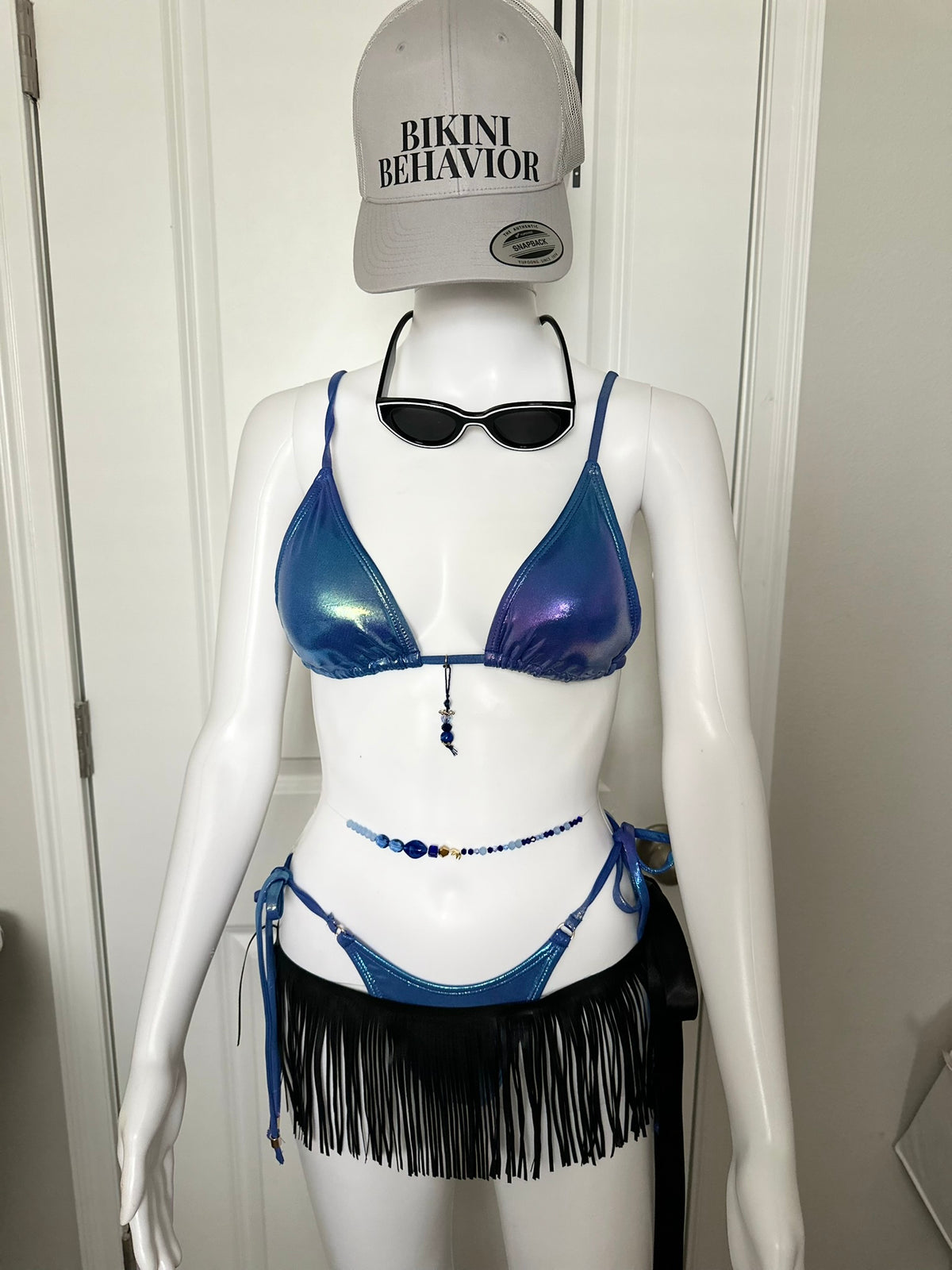 Bombshell Fringe Wrap | Black Fringe Beach Cover-Up | Zee Swim