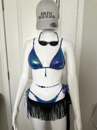 Bombshell Fringe Wrap | Black Fringe Beach Cover-Up | Zee Swim