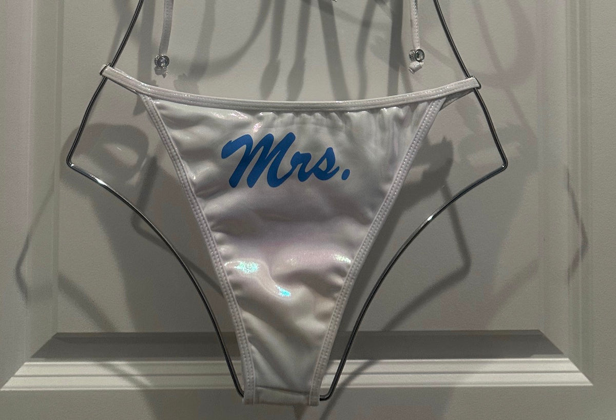 Personalized Text Edition – White 2-Piece Bikini | Zee Swim Luxury Women's Bathing Suits and Swimwear